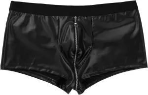 Mens Casual Solid Color Leather Shorts Sexy Soft Leather Taste Underwear Shorts Underwear Athletic Thong