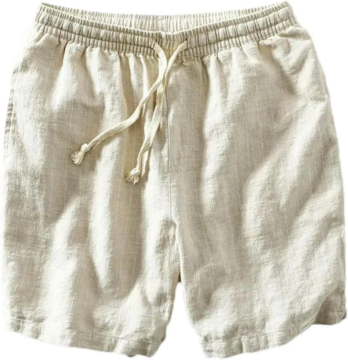 Men's Cotton Linen Casual Shorts for Summer Wear Loose Fit Striped Shorts Men