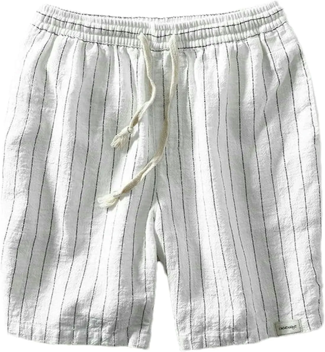 Men's Cotton Linen Casual Shorts for Summer Wear Loose Fit Striped Shorts Men