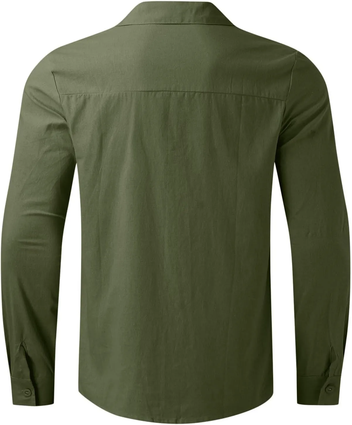 Mens Cotton Linen Long Sleeve Shirts Casual Lightweight Button Down T-shirts Summer Vacation Beach Tops Cuban Shirt