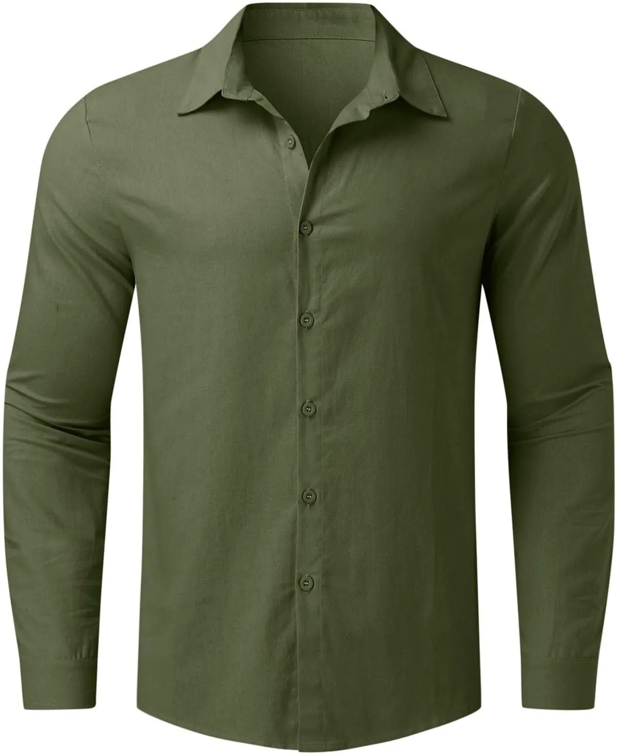 Mens Cotton Linen Long Sleeve Shirts Casual Lightweight Button Down T-shirts Summer Vacation Beach Tops Cuban Shirt