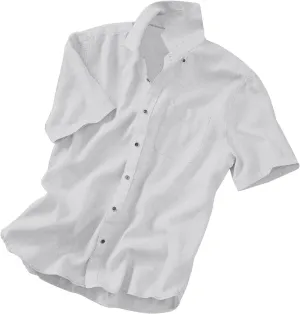 Men's Cotton Linen Shirt Short Sleeve Pocket Lapel Solid Color Top Button Down Casual Outings Beach Brunch Lounge Wear