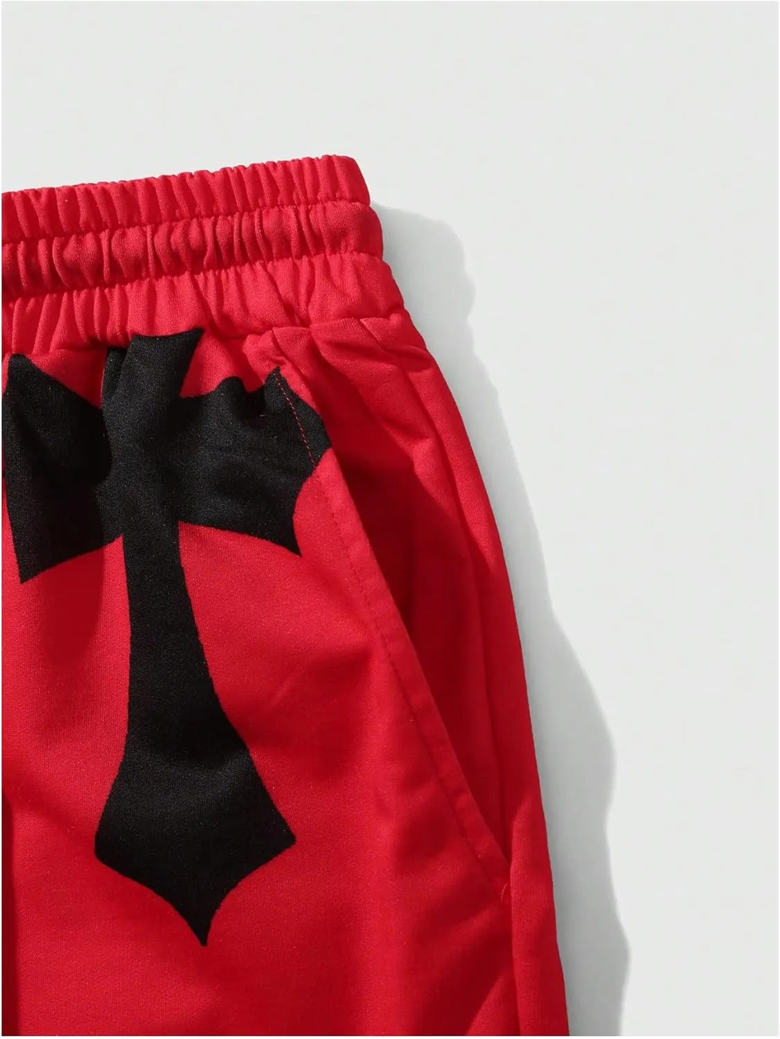 Men's Cross Graphic Shorts Gothic Drawstring Waist Workout Drippy Shorts