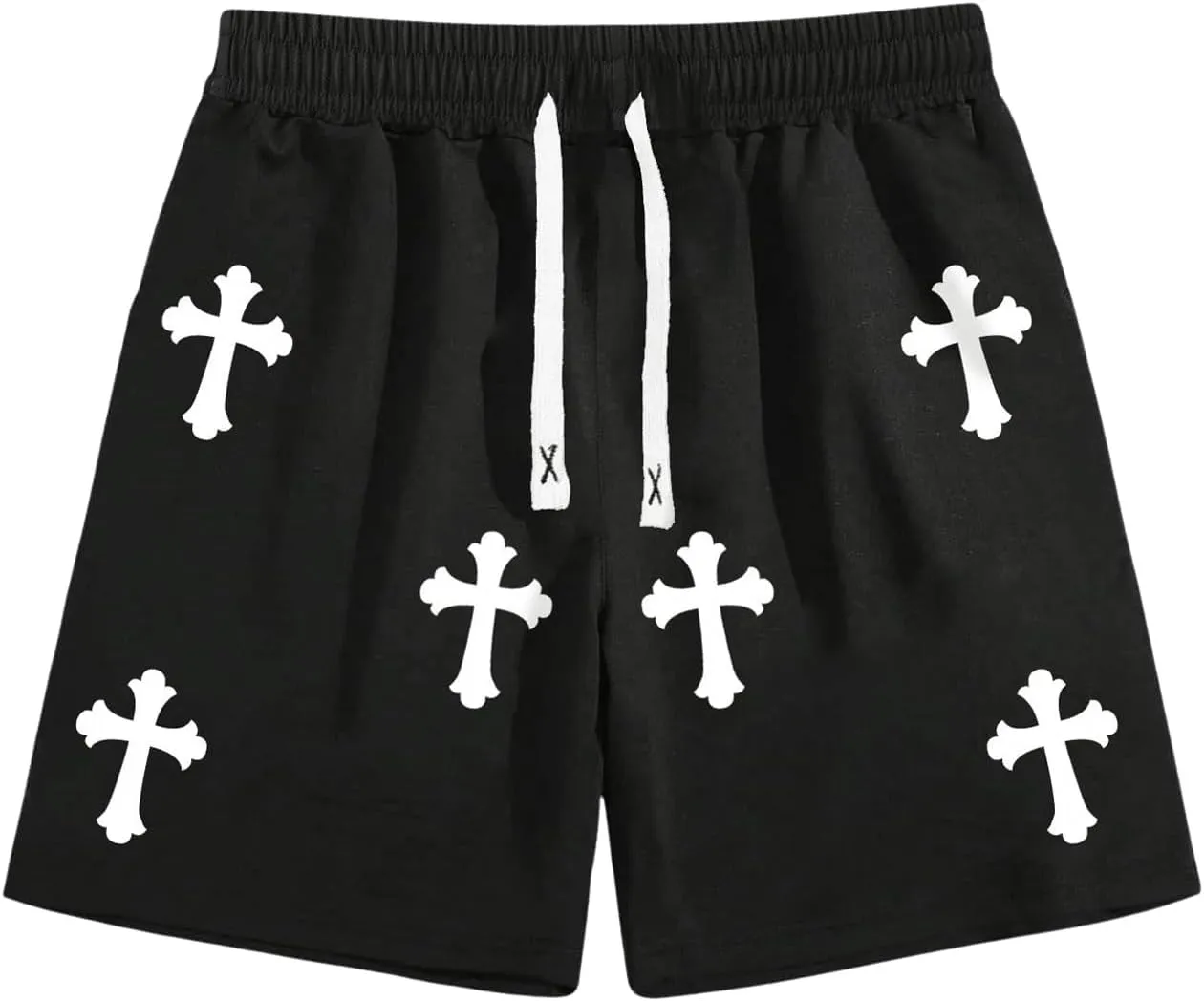 Men's Cross Graphic Shorts Gothic Drawstring Waist Workout Drippy Shorts