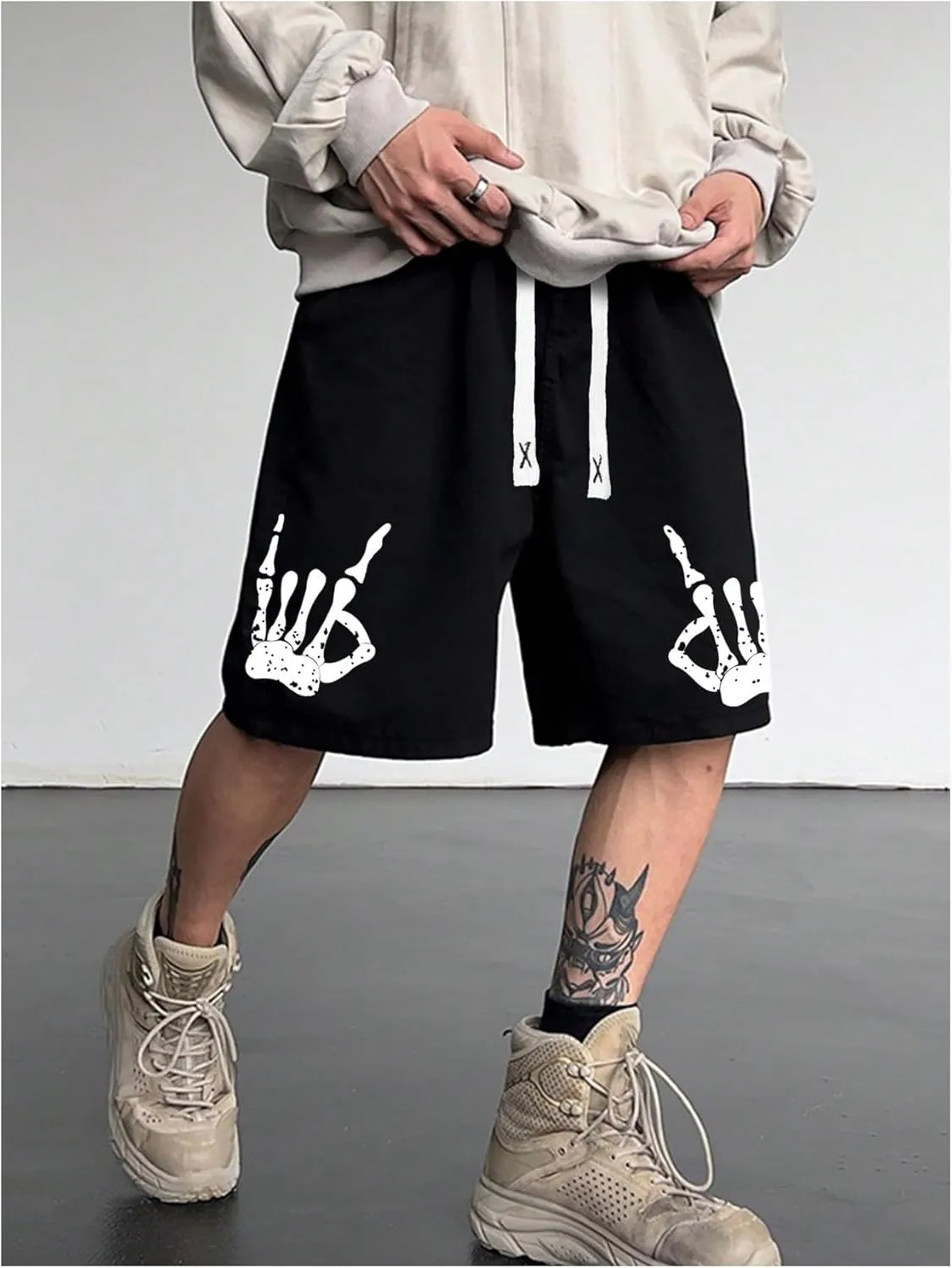 Men's Cross Graphic Shorts Gothic Drawstring Waist Workout Drippy Shorts