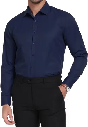Mens Dress Shirts Classic Solid Long Sleeve Formal Shirt for Men Business Casual Button Down Shirts