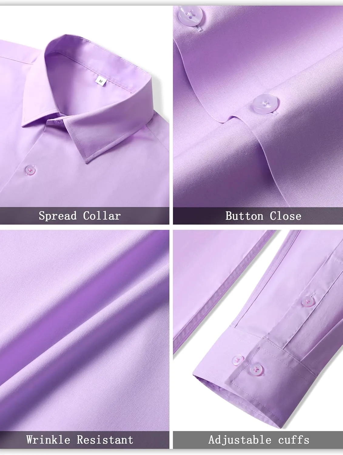 Mens Dress Shirts for Men Long Sleeve Wrinkle Free Button Down Shirt Formal Business Casual Shirts