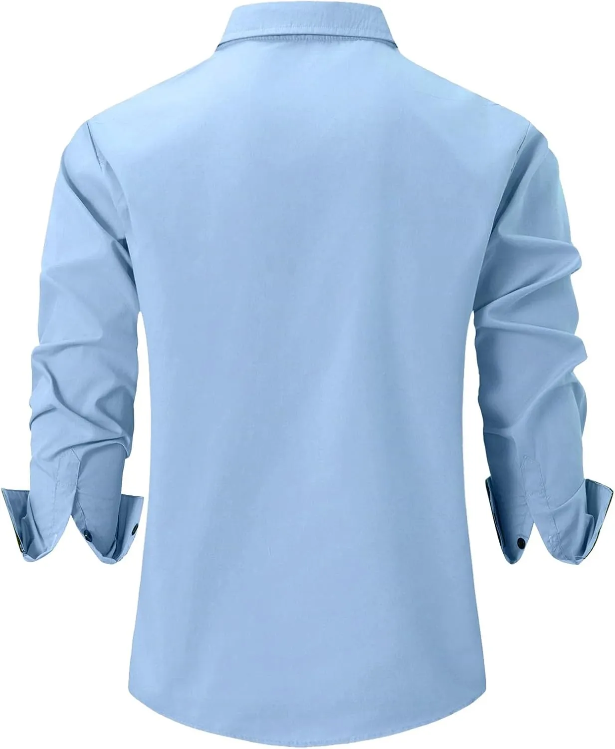Mens Dress Shirts Long Sleeve Button Down Casual Solid Formal Business Regular Fit Collar Work Shirt with Pocket