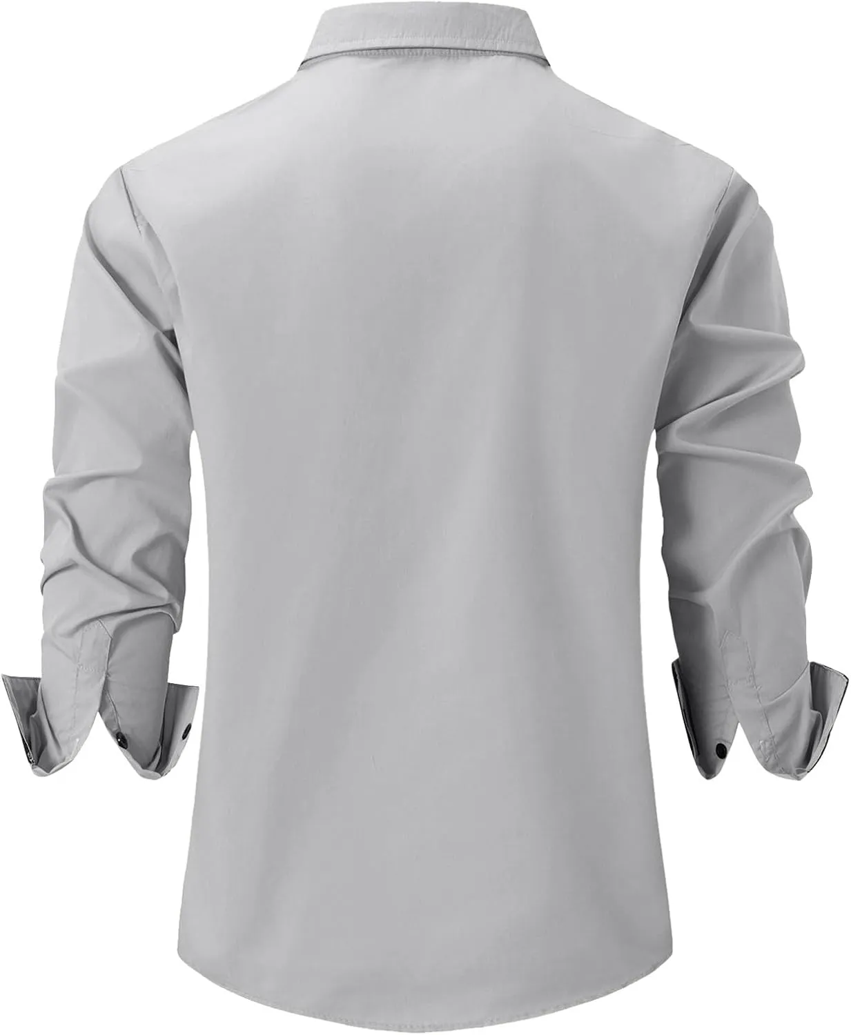 Mens Dress Shirts Long Sleeve Button Down Casual Solid Formal Business Regular Fit Collar Work Shirt with Pocket