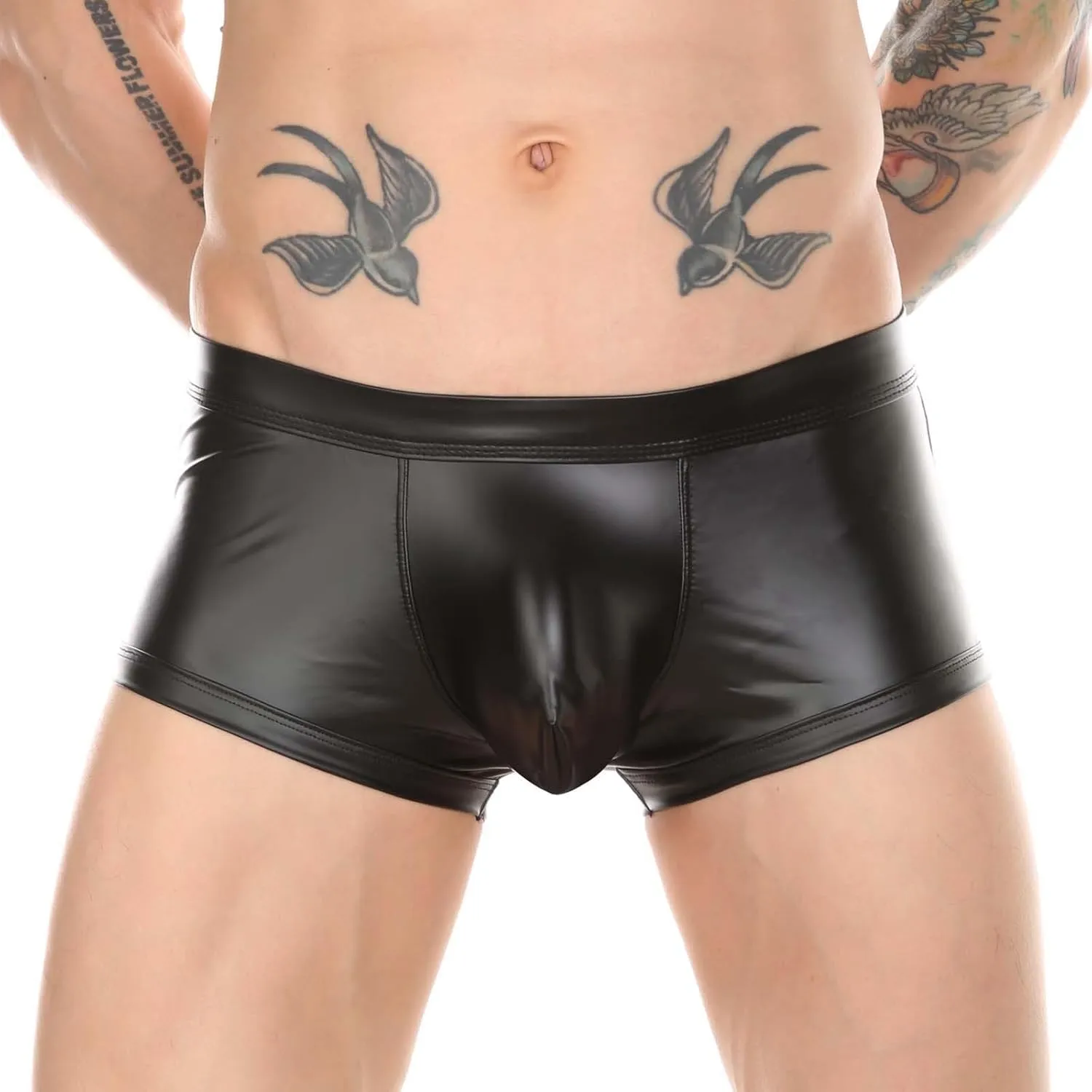 Men's Faux Leather Bulge Pouch Boxer Shorts Briefs Underwear Pants Most Popular Mens Boxers