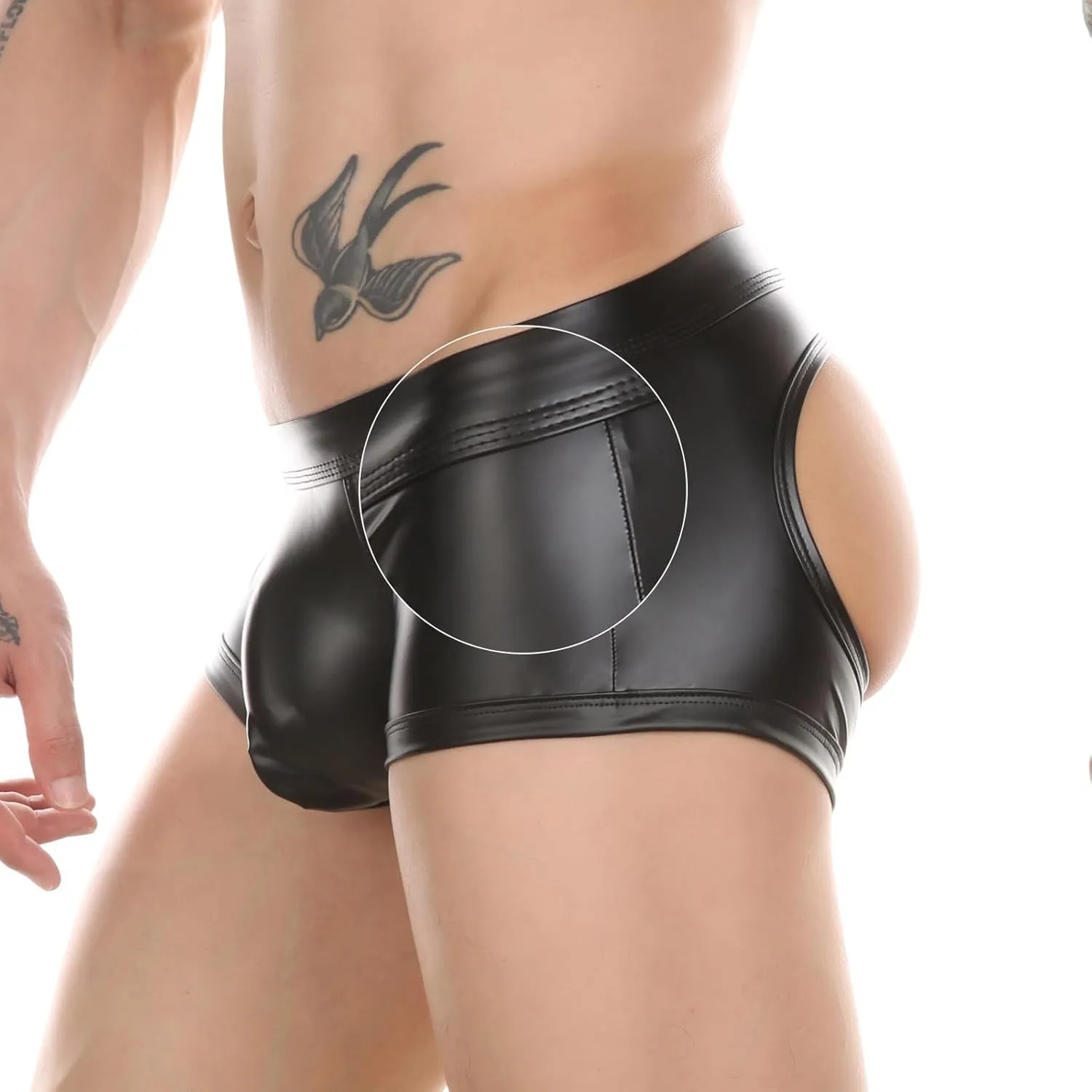 Men's Faux Leather Bulge Pouch Boxer Shorts Briefs Underwear Pants Most Popular Mens Boxers