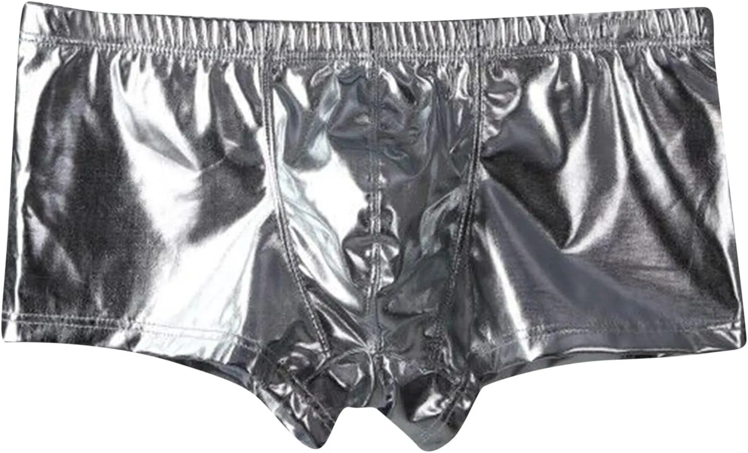Mens Faux Leather Painted Flat Angle Underwear Sexy Enhancing Four Corner Briefs Elderly Men Underwear