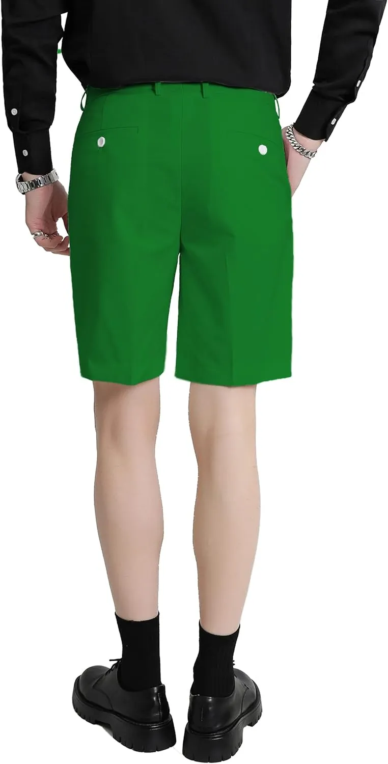 Men's Flat Front Pleat Dress Shorts for Golf, Casual and Formal Wear 9" Inseam (Order One Size Up)