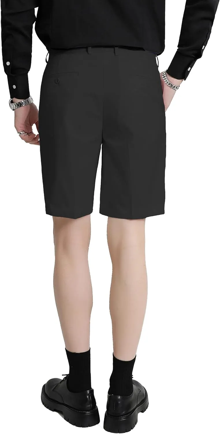 Men's Flat Front Pleat Dress Shorts for Golf, Casual and Formal Wear 9" Inseam (Order One Size Up)