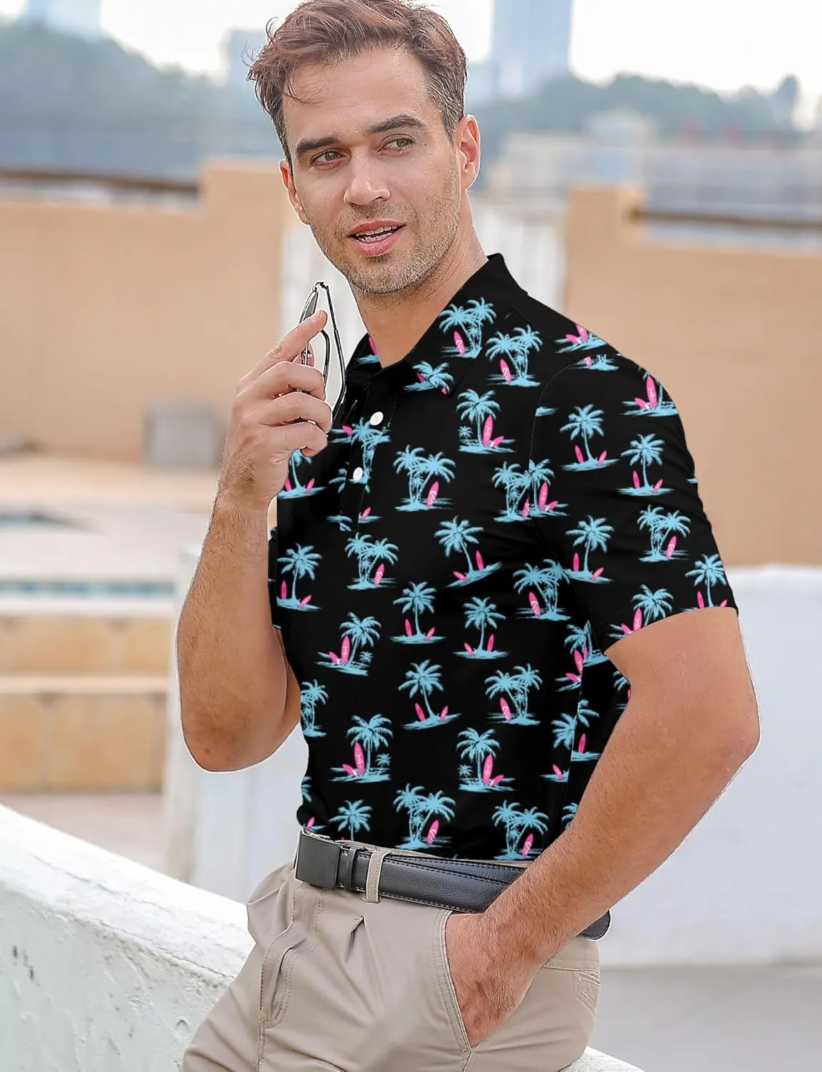 Mens Funny Golf Shirts for Men Polo Performance Moisture Wicking Dry Fit Shirt M-XXL
