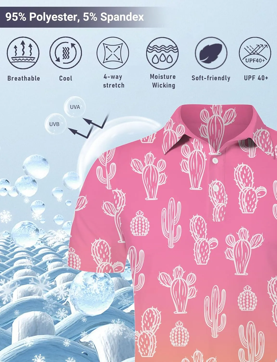 Mens Funny Golf Shirts for Men Polo Performance Moisture Wicking Dry Fit Shirt M-XXL