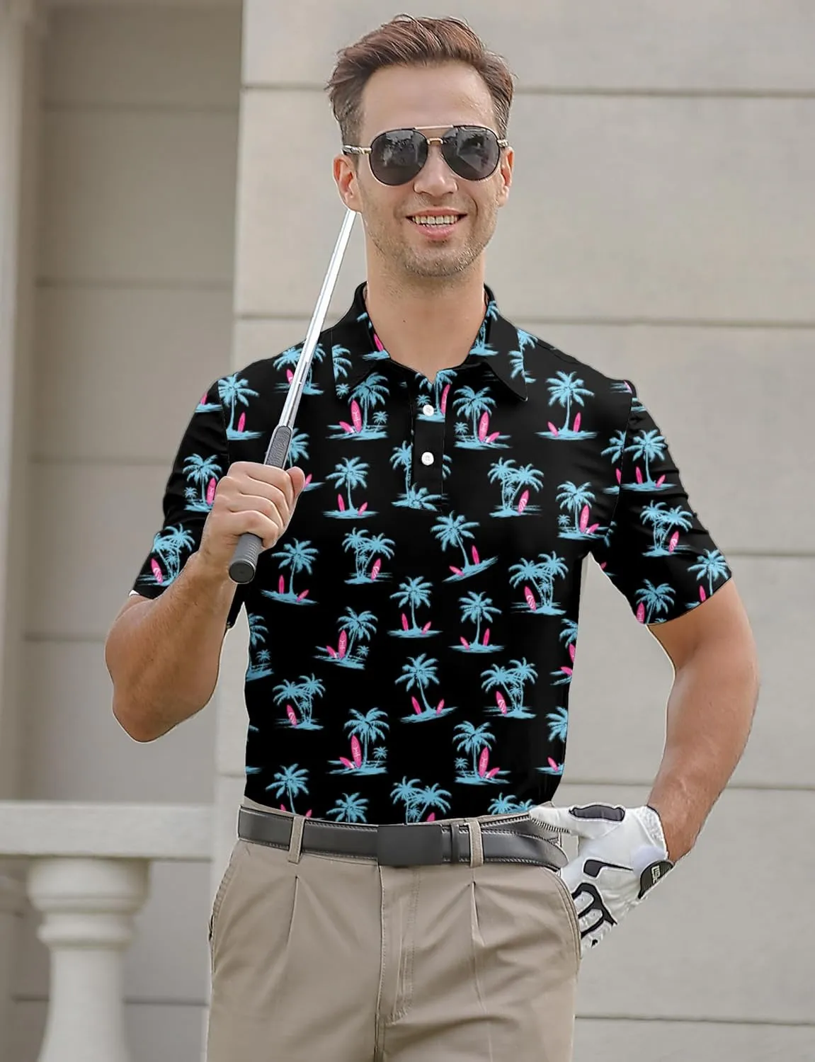 Mens Funny Golf Shirts for Men Polo Performance Moisture Wicking Dry Fit Shirt M-XXL