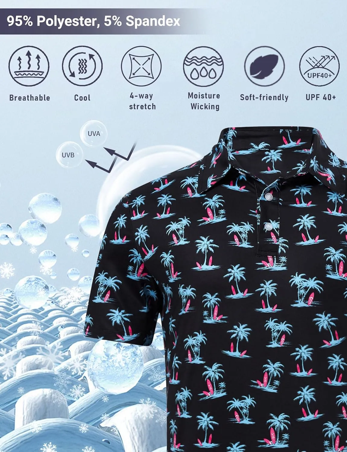 Mens Funny Golf Shirts for Men Polo Performance Moisture Wicking Dry Fit Shirt M-XXL