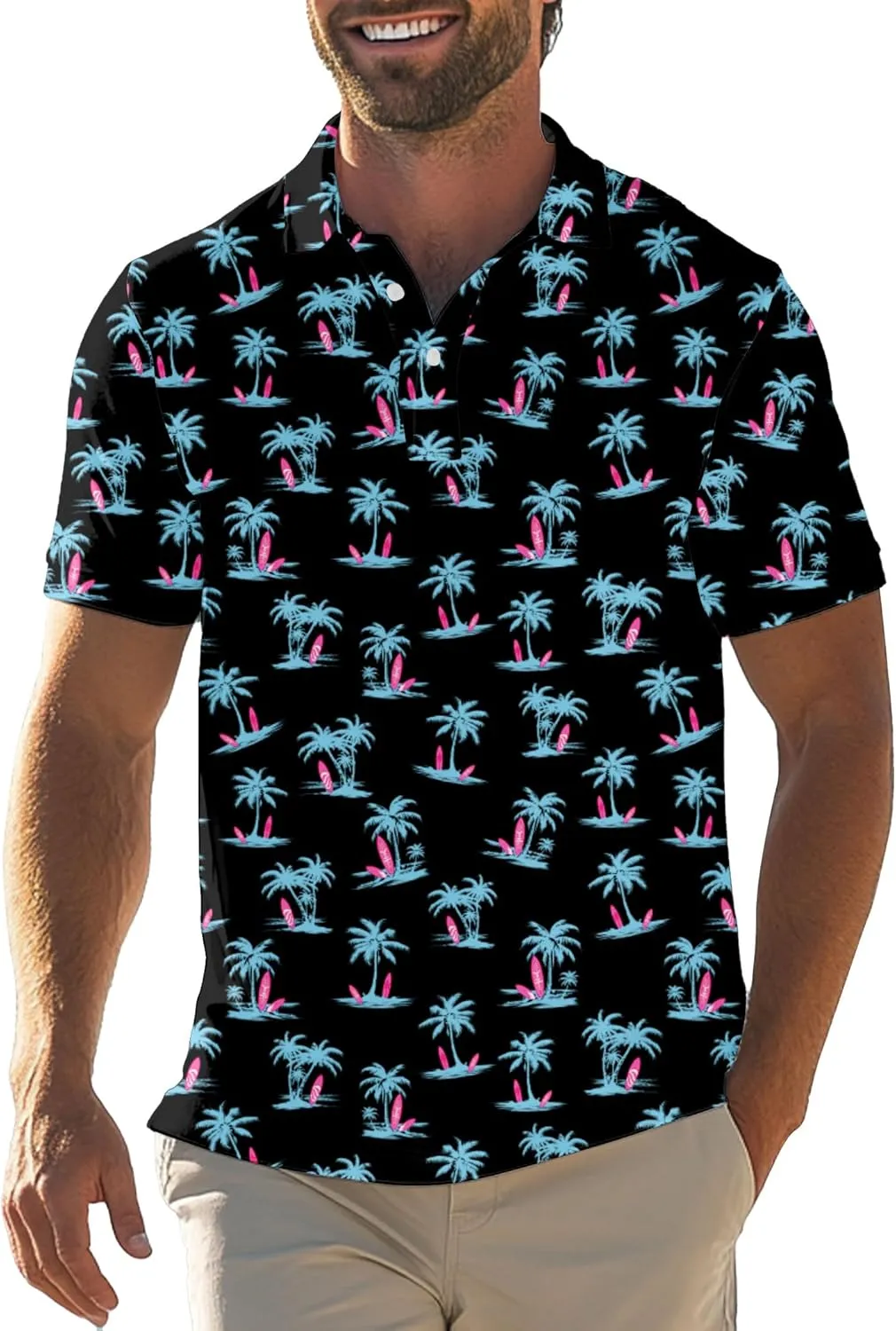 Mens Funny Golf Shirts for Men Polo Performance Moisture Wicking Dry Fit Shirt M-XXL