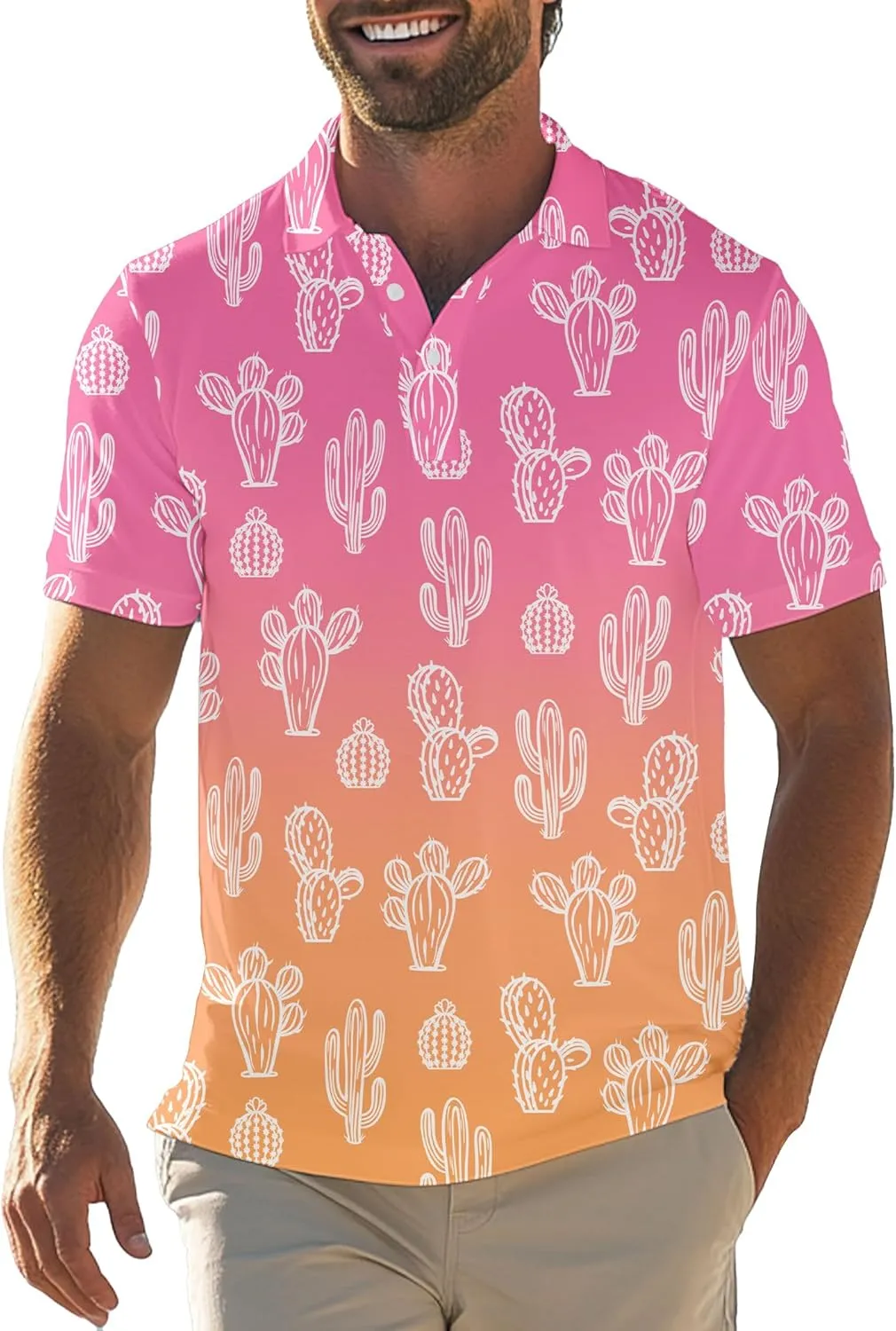 Mens Funny Golf Shirts for Men Polo Performance Moisture Wicking Dry Fit Shirt M-XXL