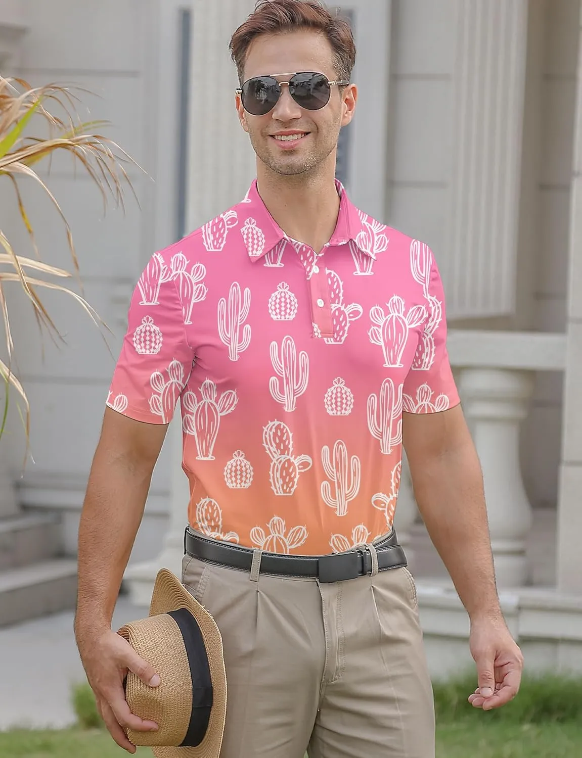 Mens Funny Golf Shirts for Men Polo Performance Moisture Wicking Dry Fit Shirt M-XXL