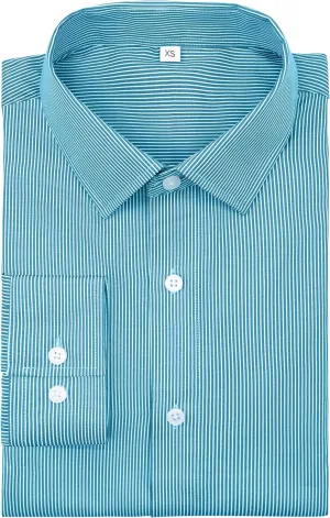 Mens Grade 4 Wrinkle-Resistant Pinstripe Dress Shirts Regular Fit Long Sleeve Button Down Shirts