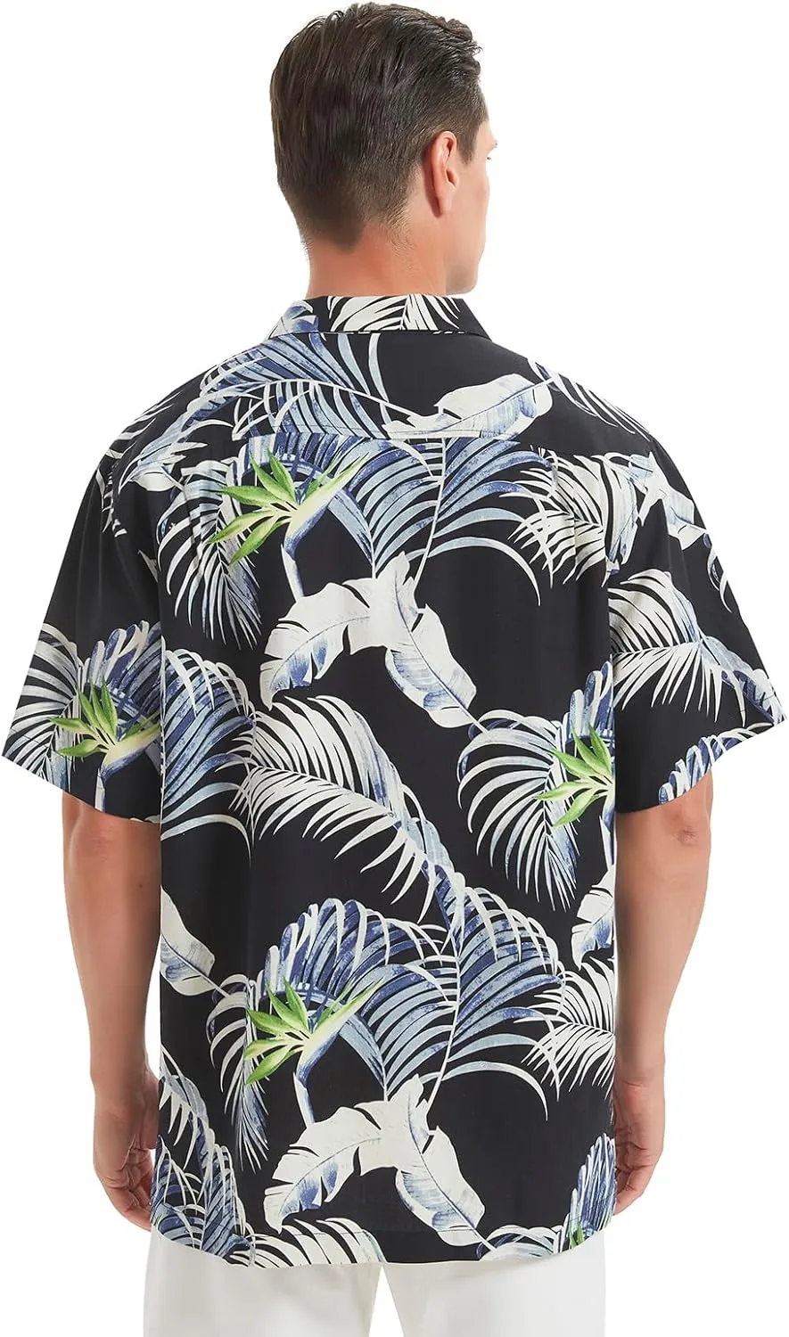 Men's Hawaiian Floral Shirts Silk Short Sleeve Button Down Casual Tropical Beach Holiday Shirts