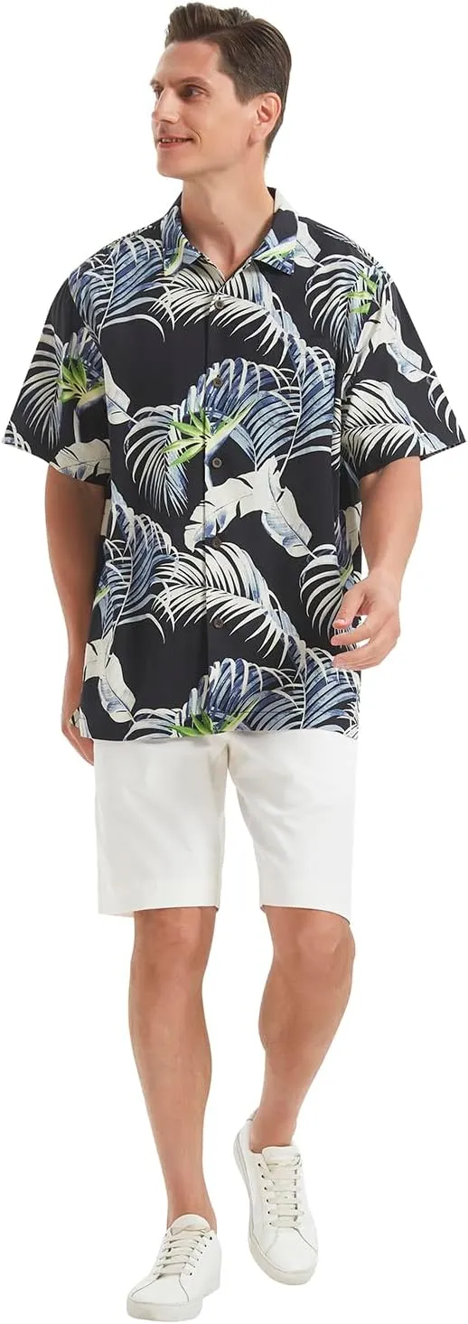 Men's Hawaiian Floral Shirts Silk Short Sleeve Button Down Casual Tropical Beach Holiday Shirts