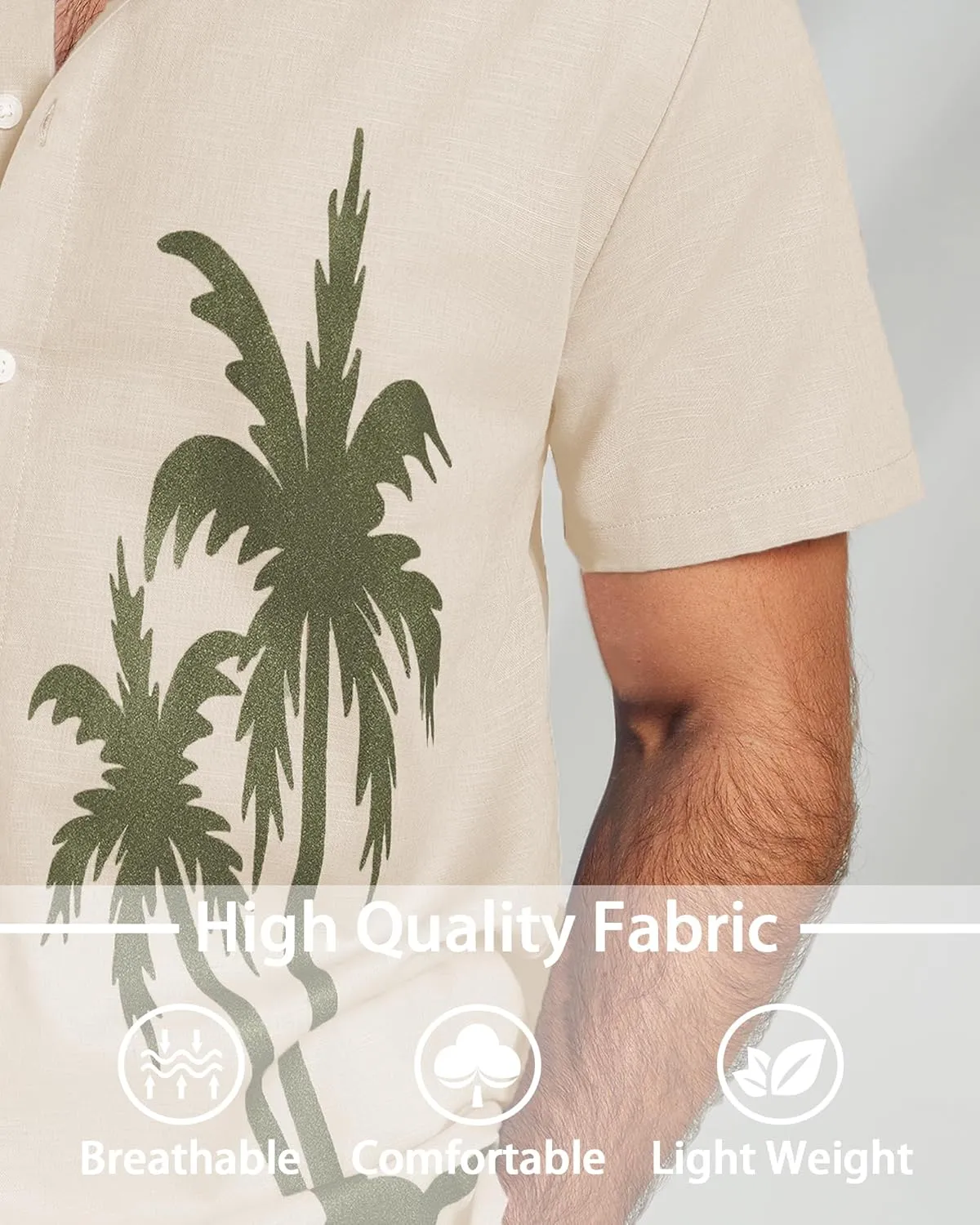 Men's Hawaiian Shirts Short Sleeve Button Down Shirts for Men Summer Beach Cotton Linen Shirt Mens Casual Outfit