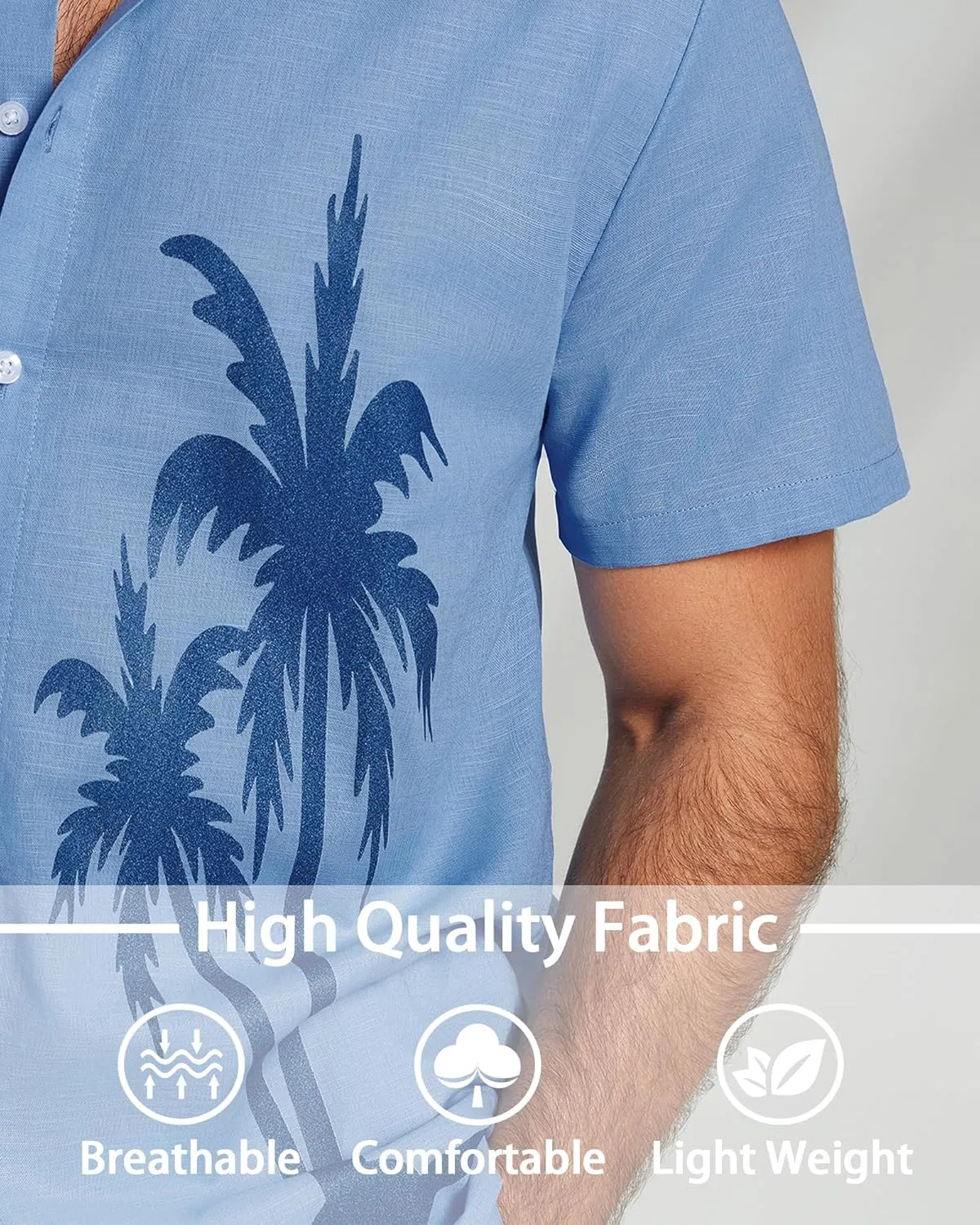 Men's Hawaiian Shirts Short Sleeve Button Down Shirts for Men Summer Beach Cotton Linen Shirt Mens Casual Outfit