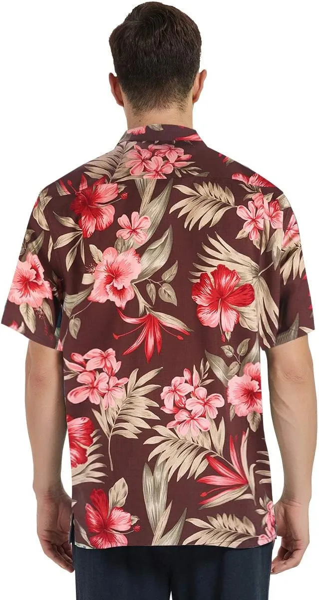Mens Hawaiian Shirts Silk Short Sleeve Printed Beach Shirt Relaxed Fit Summer Tropical Shirts