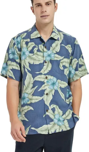 Mens Hawaiian Shirts Silk Short Sleeve Printed Beach Shirt Relaxed Fit Summer Tropical Shirts