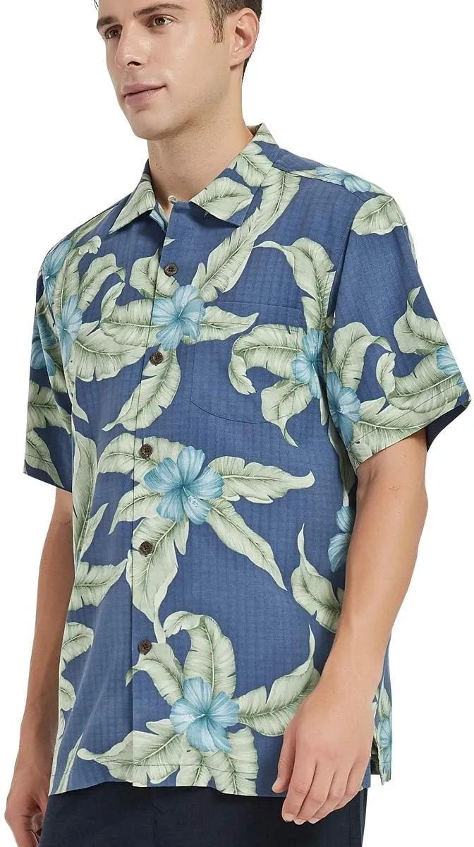 Mens Hawaiian Shirts Silk Short Sleeve Printed Beach Shirt Relaxed Fit Summer Tropical Shirts
