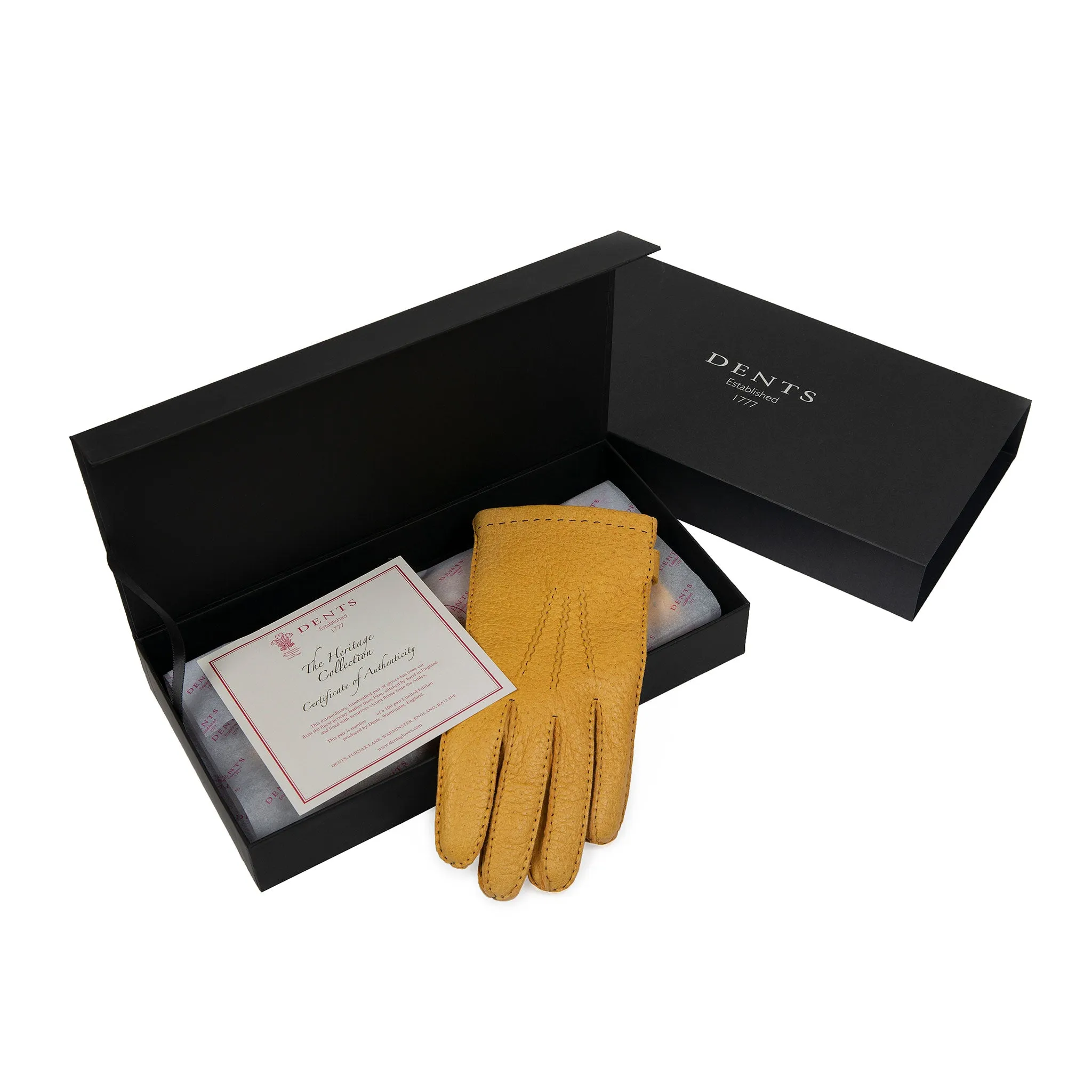 Men's Heritage Handsewn Three-Point Vicuña-Lined Peccary Leather Gloves