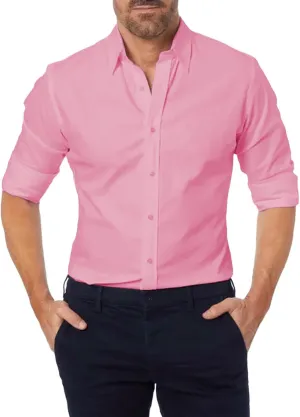 Mens Hidden Zipper Dress Shirt Long Sleeve Faux Button Slim Fit Wrinkle Resistant Suit Shirt Office Wedding Formal Top