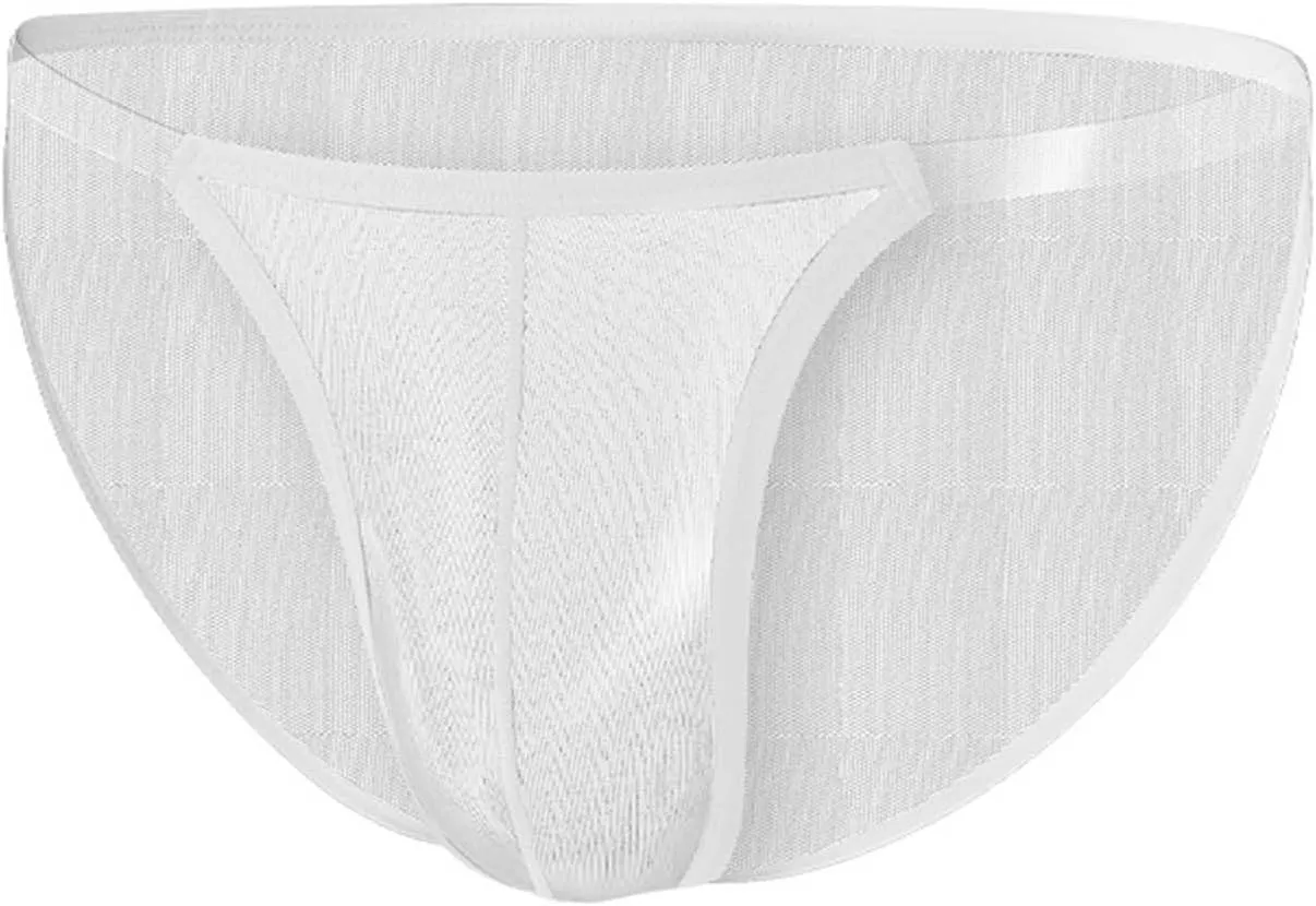 Men's Ice Silk Transparent Seamless Comfort Solid Color Sexy Briefs Longer Briefs