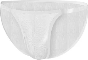 Men's Ice Silk Transparent Seamless Comfort Solid Color Sexy Briefs Longer Briefs