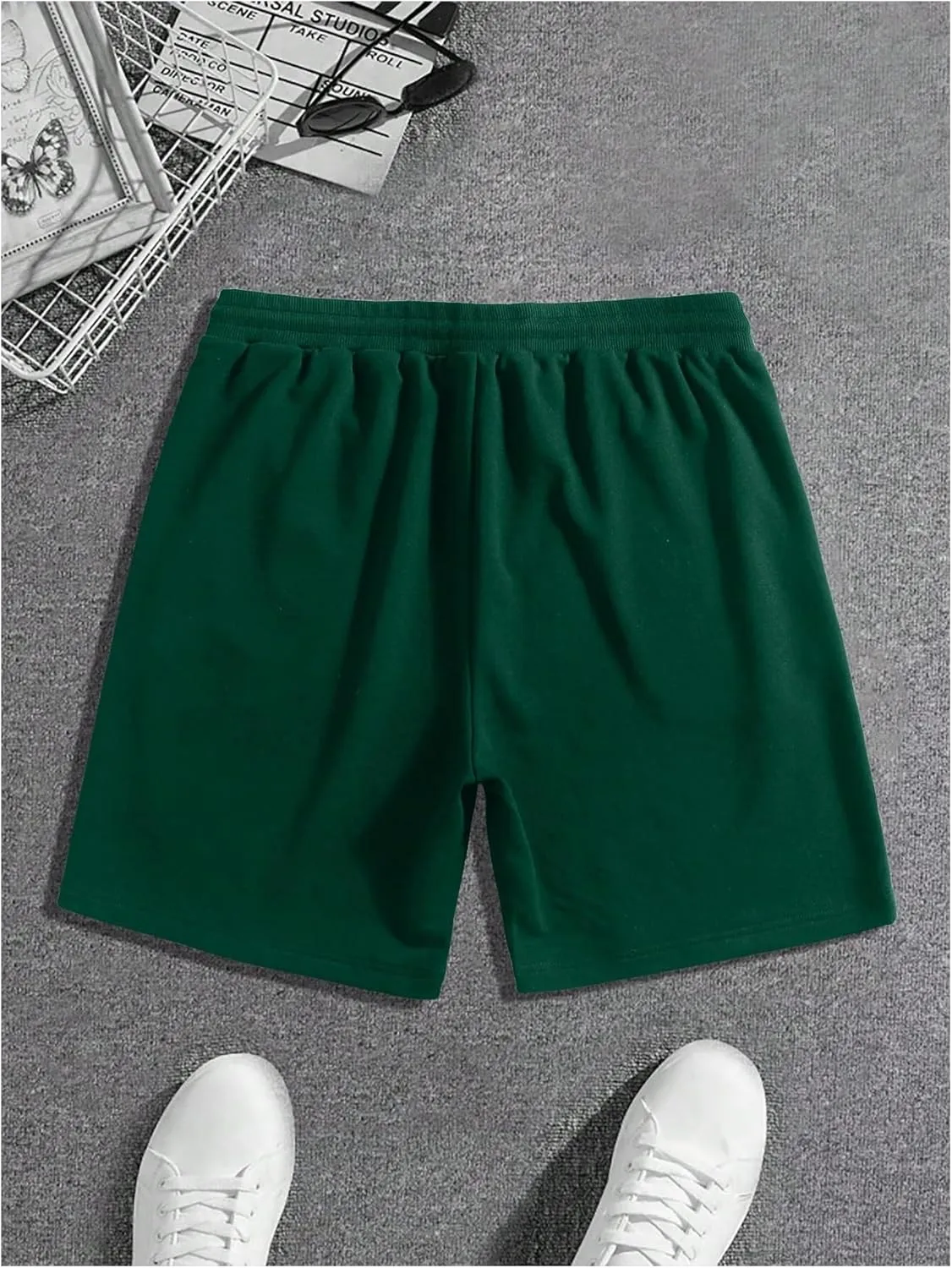 Men's Letter Graphic Shorts Drawstring Waist Workout Gym Designer Shorts