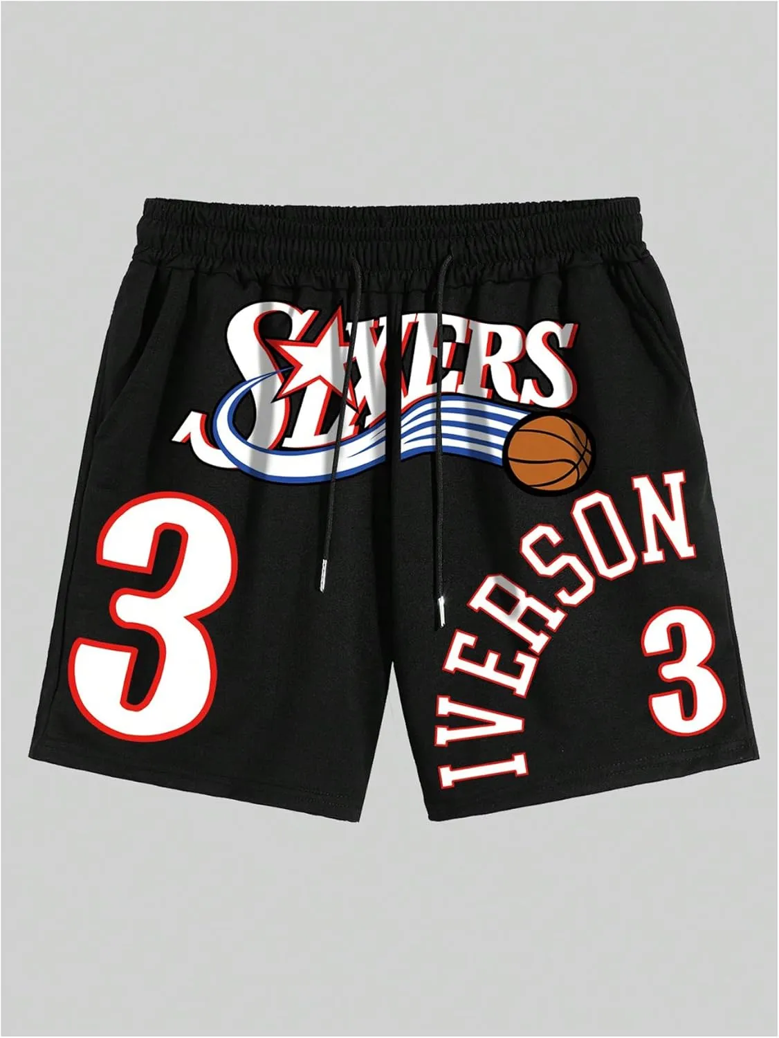 Men's Letter Graphic Track Shorts Drawstring Waist Drippy Workout Shorts