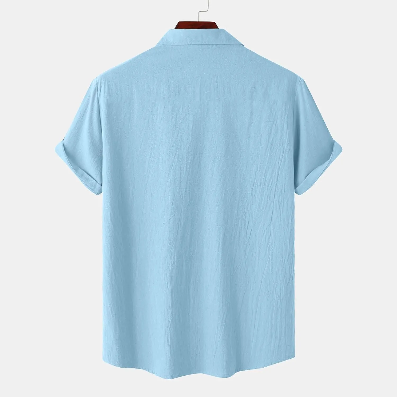 Mens Linen Cotton Shirts Button Down Short Sleeve Summer Clothes Trendy Outfits Casual Beach Dress Shirt Business