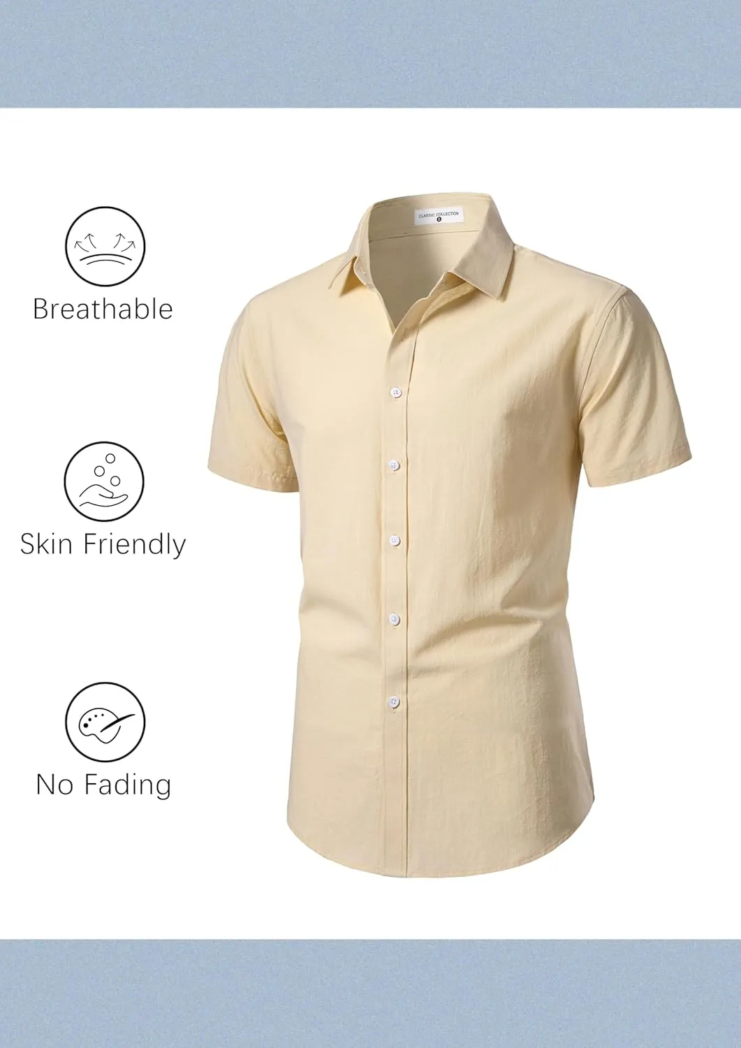 Mens Linen Shirts Short Sleeve Button Down Regular Fit Shirts Casual Vacation Beach Summer Hawaiian Tops