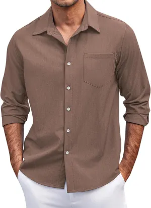 Mens Long Sleeve Button Down Shirts Casual Simple Solid Tops for Men Funny Print Party Dress Shirt Holiday Outfits