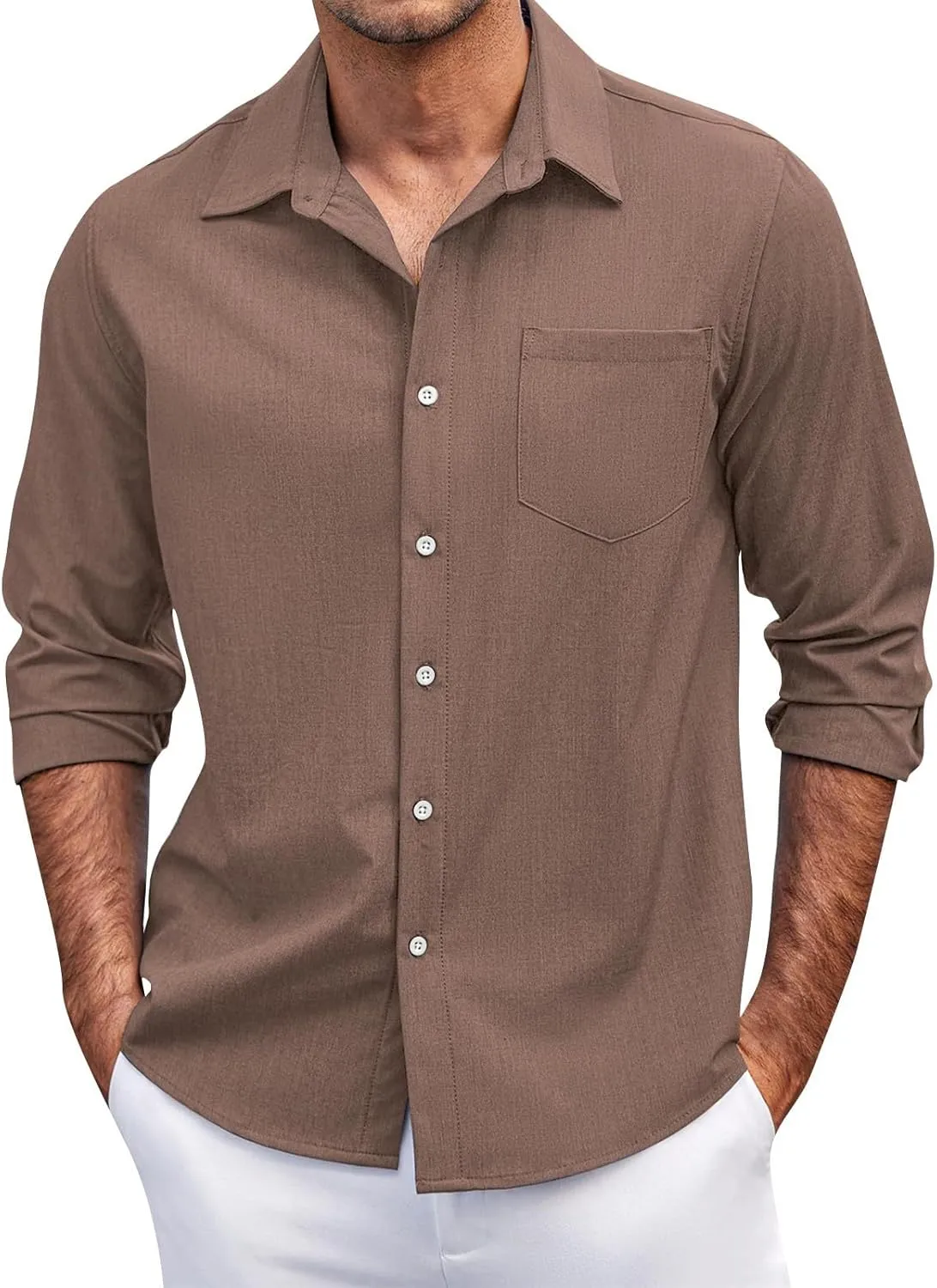 Mens Long Sleeve Button Down Shirts Casual Simple Solid Tops for Men Funny Print Party Dress Shirt Holiday Outfits