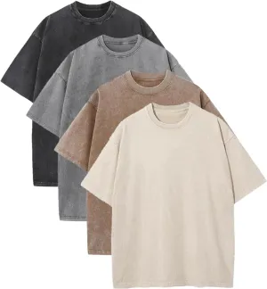 Men's Oversized T-Shirts Acid Wash Vintage Shirt Short Sleeve Tees Unisex Cotton Shirts