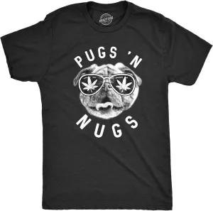Mens Pugs N Nugs T Shirt Funny Pot Smoking Tee Weed Lover 420 Dog Stoner Cool