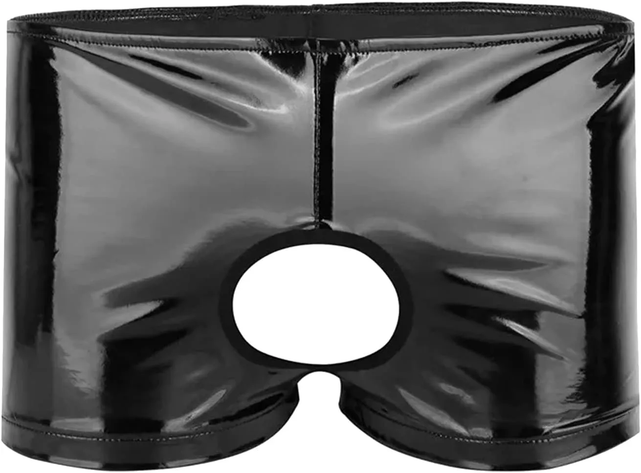 Mens Sexy Brief Lingerie Soft Shiny Leather Low Rise Shorts Underwear Men Underpants Short With Front Hole Mens S