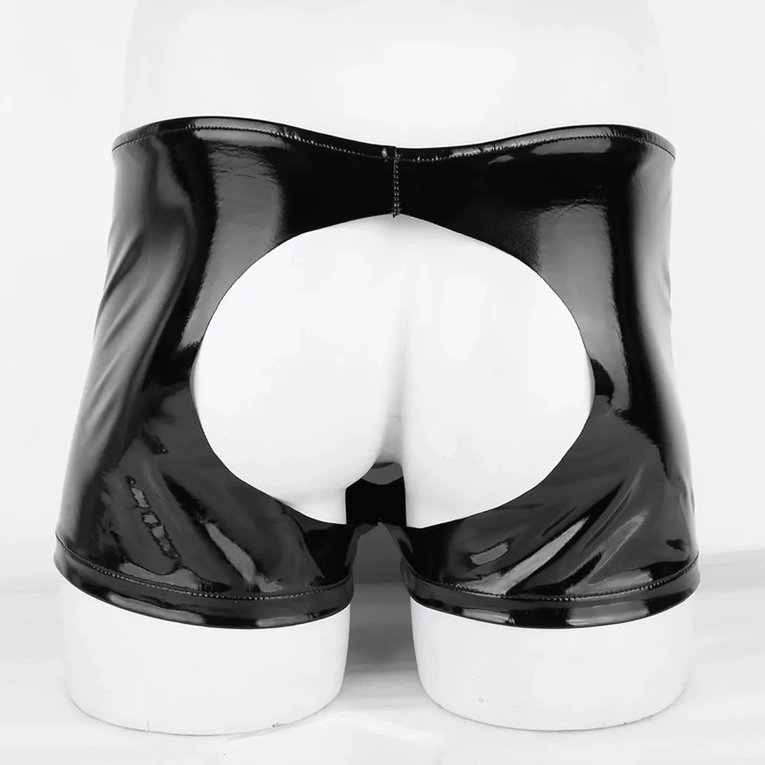 Mens Sexy Brief Lingerie Soft Shiny Leather Low Rise Shorts Underwear Men Underpants Short With Front Hole Mens S