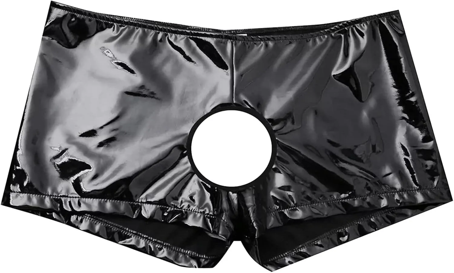 Mens Sexy Brief Lingerie Soft Shiny Leather Low Rise Shorts Underwear Men Underpants Short With Front Hole Mens S