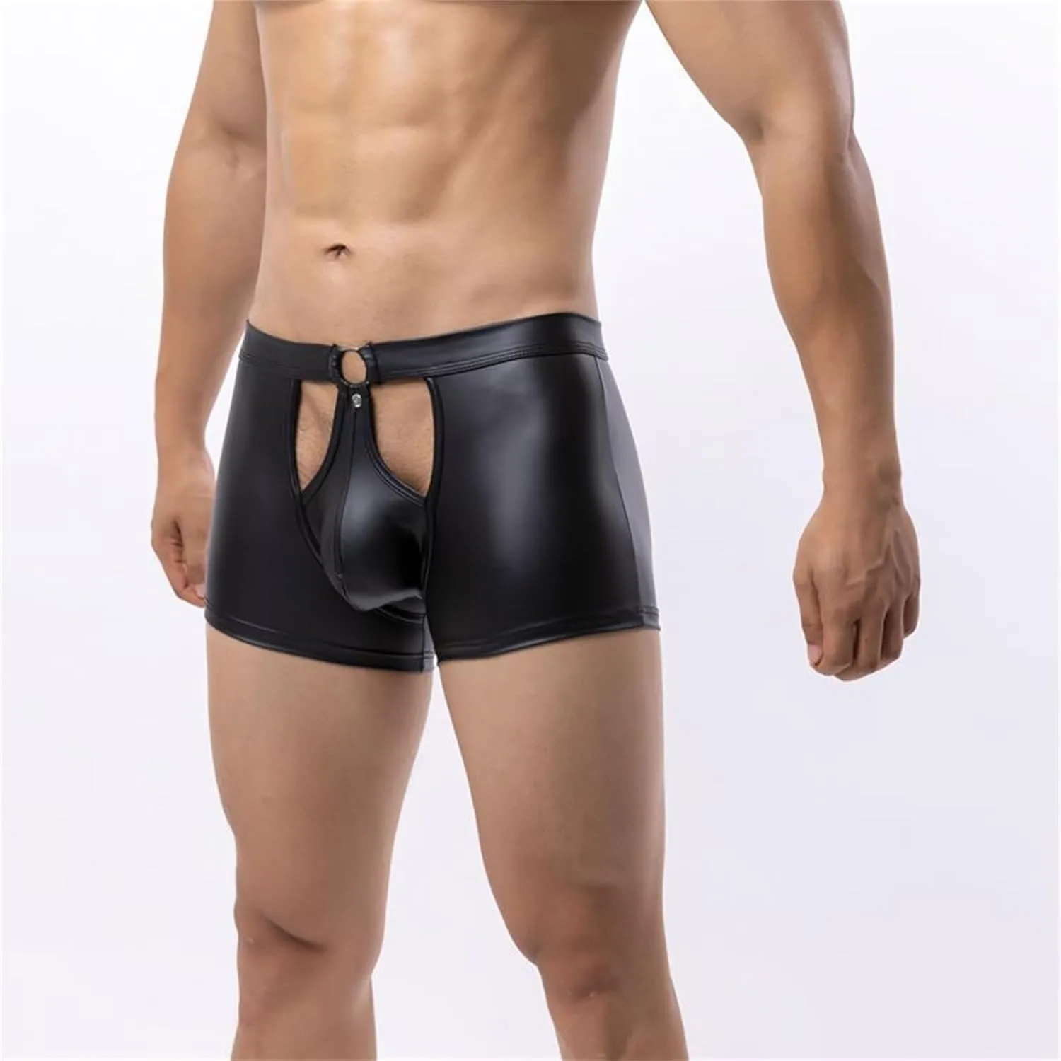 Mens Sexy Leather Briefs Four Corners Imitation Leather Low Waist European And Sexy Underwear U Mens Exotic