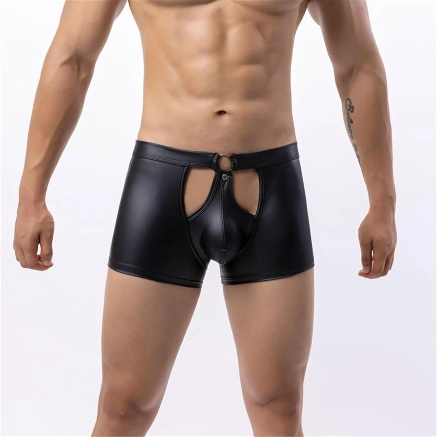 Mens Sexy Leather Briefs Four Corners Imitation Leather Low Waist European And Sexy Underwear U Mens Exotic